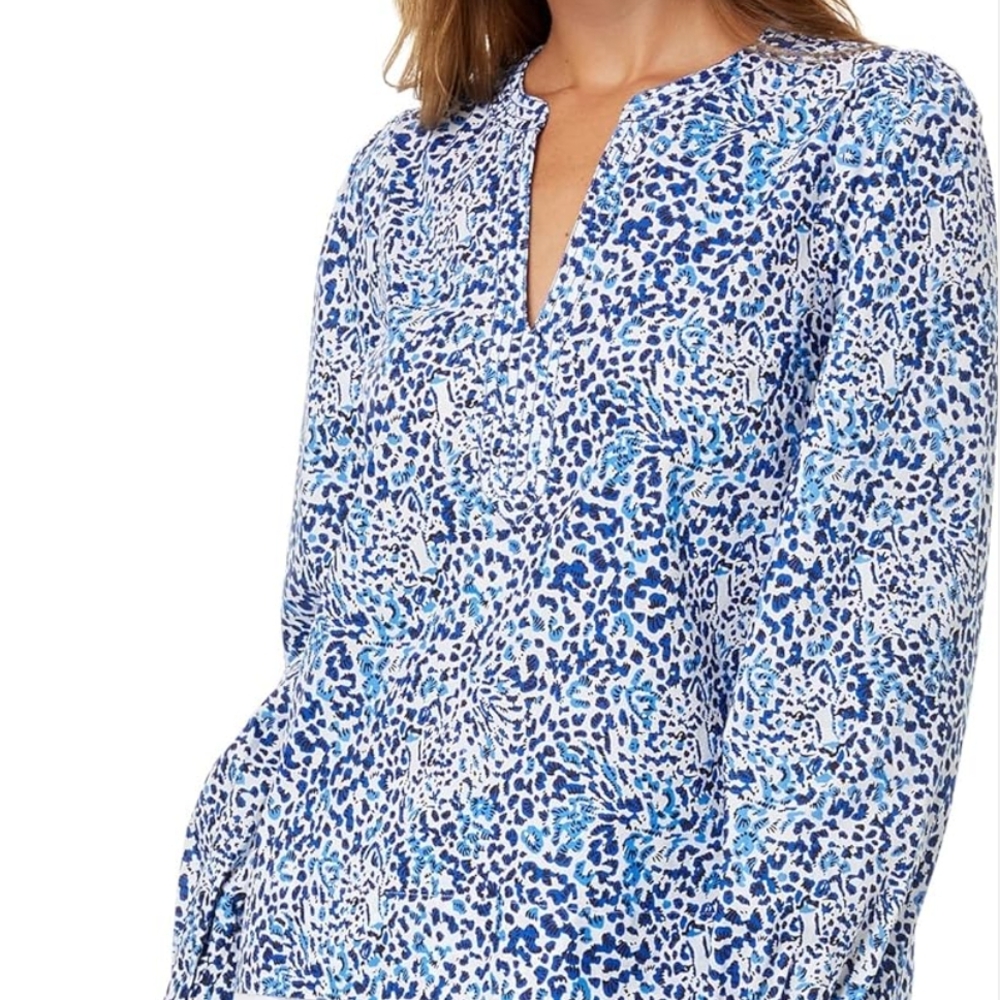 Lilly Pulitzer Blue and White Patterned Blouse